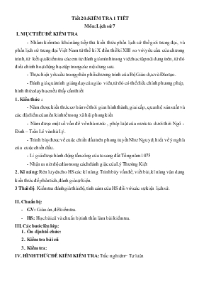 Bài giảng Tiết 20 Kiểm tra 1 tiết (tiếp)